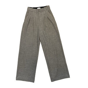 H&M Wide Leg Trousers Womens 2 Gray High Waist Career Office City Chic Pants